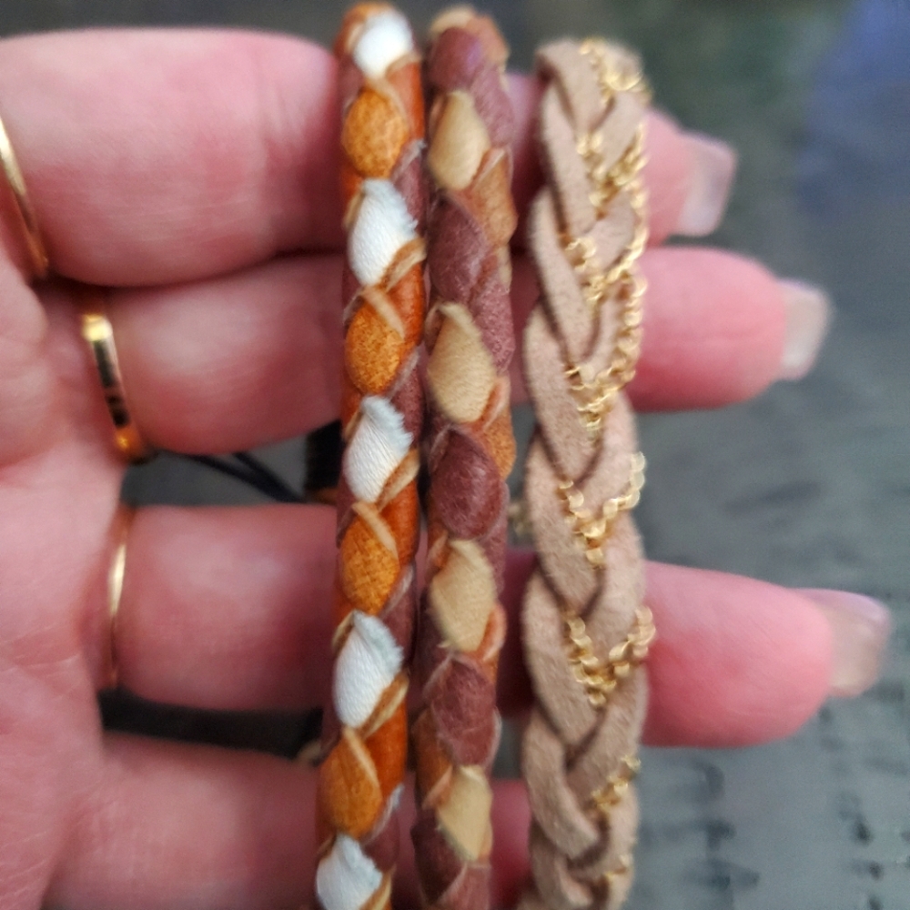 Leather/ suede braided bracelet bundle